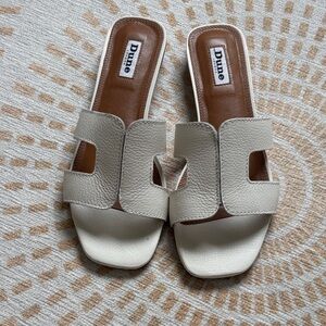 Dune London Women's Cream Leather Slide Mules